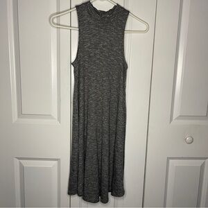Hollister Knit Sleeveless A-Line Dress Size Large Ribbed Gray High Neck Boho EUC